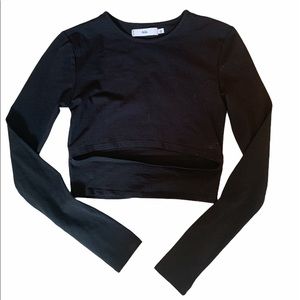 ADIKA BLACK CROPPED LONG SLEVE WITH MIDI CUT OUT🖤